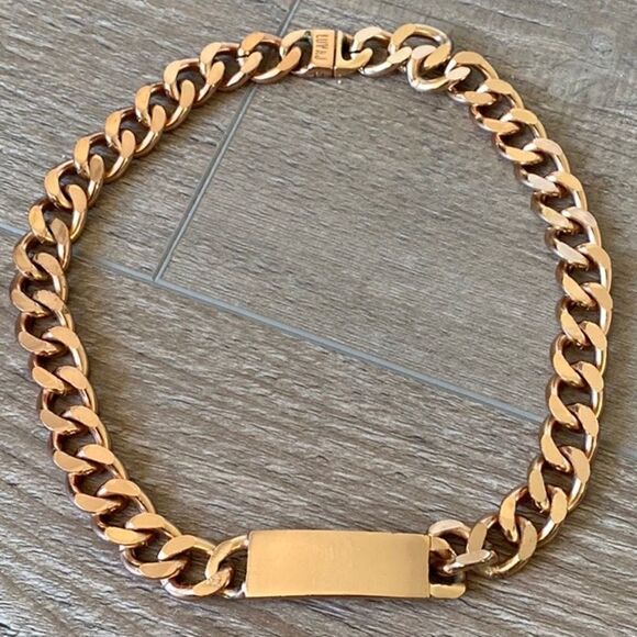 Luv Aj Rose Gold Thick Chain Oversized ID Necklace - Picture 1 of 4